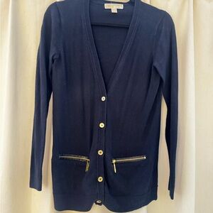 Michael Kors Midnight Cardigan with Gold Accents